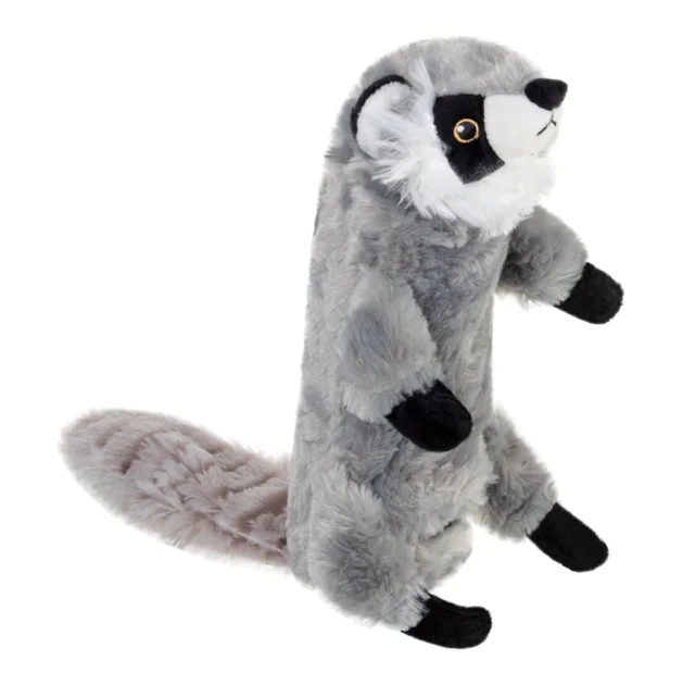 Игрушка GiGwi Catch & fetch Шкурка енота с бутылкой пищалкой,искусственный мех,платик, 51 см