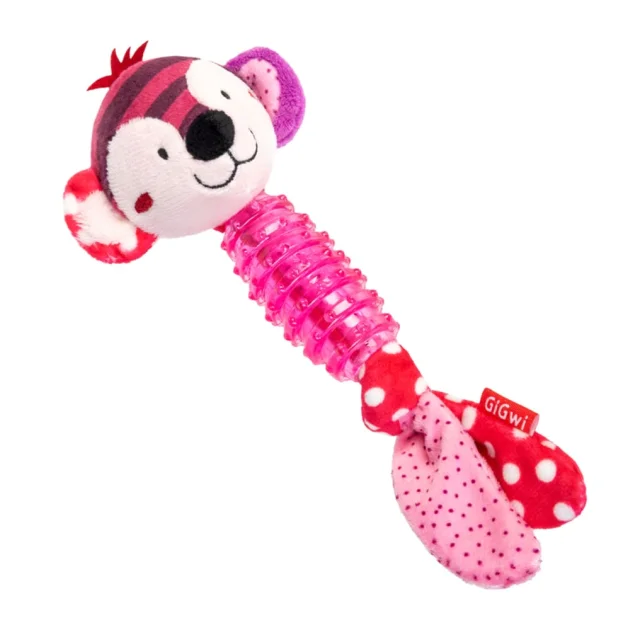 Игрушка GiGwi Suppa Puppa Обезьянка с пищалкой для собак, текстиль, резина, 20 см