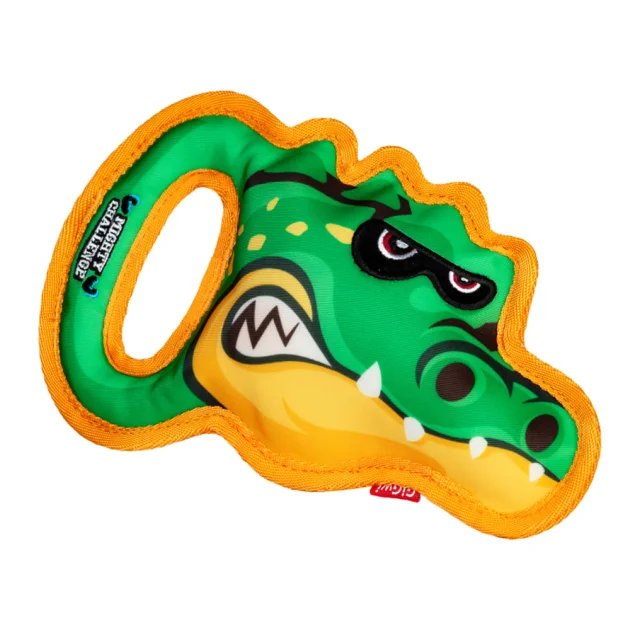 Игрушка GiGwi Mighty Challenge Крокодил с пищалкой для собак, износостойкий текстиль, M, 25 см