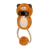 Іграшка GiGwi Eco Friendz Бобер з пищалкою та мотузкою для собак, перероблений текстиль, М, 30 см