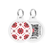 Адресник Waudog Smart ID c QR паспортом для собак и кошек, рисунок "Вышиванка", круг, 25 мм