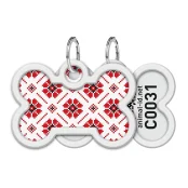 Адресник Waudog Smart ID c QR паспортом для собак и кошек, рисунок "Вышиванка", кость, 40/28 мм