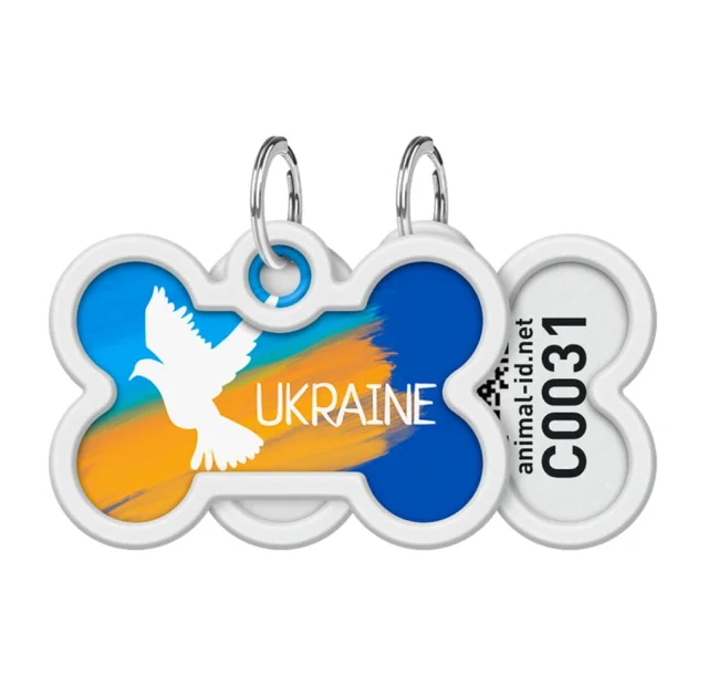 Анресник Waudog Smart ID с QR паспортом для собак и кошек, рисунок "Знамя",кость, 40 мм/28 мм