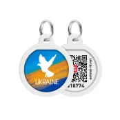 Анресник Waudog Smart ID с QR паспортом для собак и кошек, рисунок "Знамя" круг, 25 мм