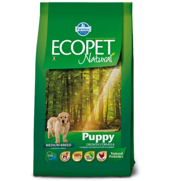 Сухой корм Farmina Ecopet Natural Puppy Medium для щенков средних пород, с курицей, 12 кг