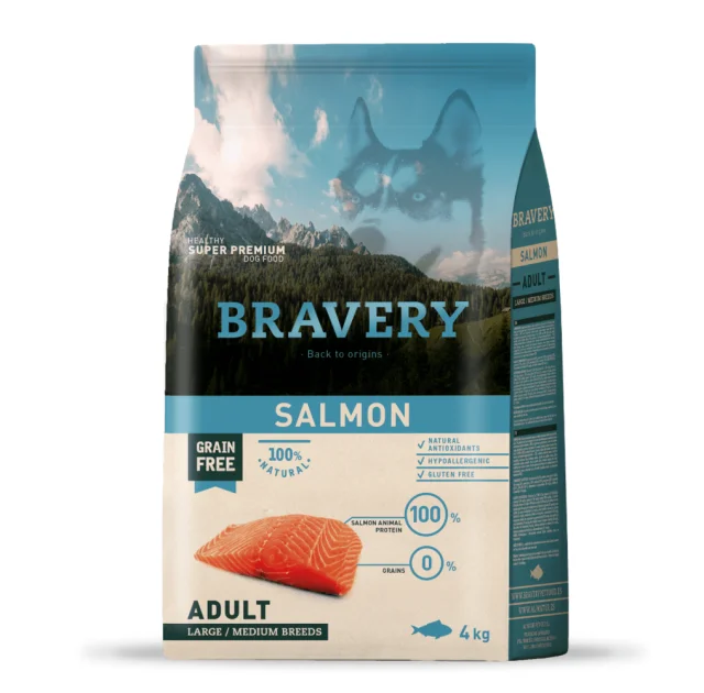 Сухий корм Bravery Salmon Large/Medium Adult, для собак cередніх та великих порід, з лососем, 4 кг
