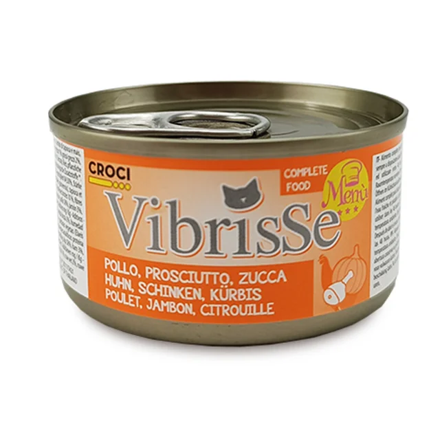 Консерва Croci Vibrisse Menu для кошек, курица с ветчиной в тыквенном соусе, 70 г