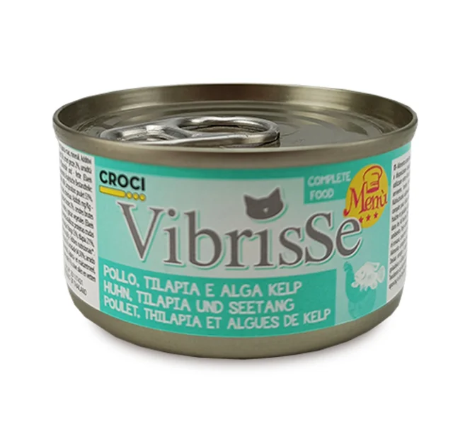Консерва Croci Vibrisse Jelly для кошек, курица с тилапией в соусе из водорослей, 70 г