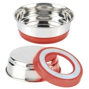 Миска Croci Neon на гумці, червоний неон, нержавіюча сталь, 0.47 л, 14 см