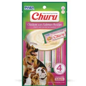 Ласощі Inaba Churu для собак, вершковий мус в стіках, курка, лосось, 4×14 г