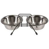 Миска Tatrapet подвійна з нержавіючої сталі на підставці, 2×0.35 л, 12 см