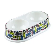 Миска Tatrapet для котів, меламінова подвійна, 0.25 л, 26.5×15×5.5 см