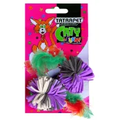 Іграшка Tatrapet Caty Funny для котів, кольорові мʼячики з пір'ям, 3.5-6.3 см