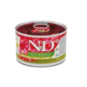 Вологий корм Farmina N&D Quinoa Skin&Coat Adult Mini для собак малих порід, при харчовій алергії з качкою, кіноа, кокос та куркума, 140 г