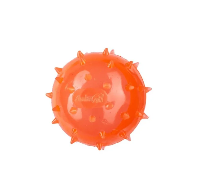 Мяч шипованный AnimAll Fun с пищалкой для собак, 65 мм, оранжевый.