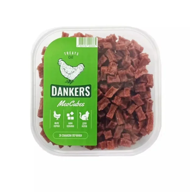 Лакомство Dankers MeoCubes мини-кубики куриные, со вкусом печени, для кошек, 100 г