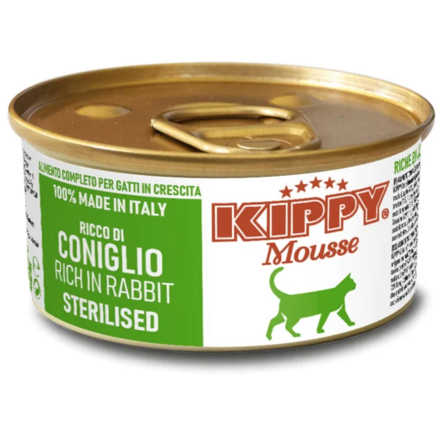 Вологий корм Kippy Mousse для стерилізованих котів, мус з кролятиною, 85 г