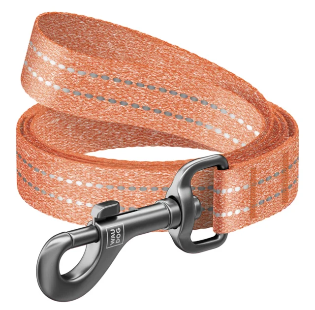 Поводок Waudog Re-cotton для собак из восстановленного хлопка, светоотражающий, ширина: 25 мм, длина: 150 см, L-XXL, оранжевый