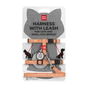 Шлея Waudog Re-cotton з QR паспортом з повідцем, світловідбиваюча, з відновленої бавовни, XS, ш 10 мм, д 122 см, в 25-40 см, помаранчевий