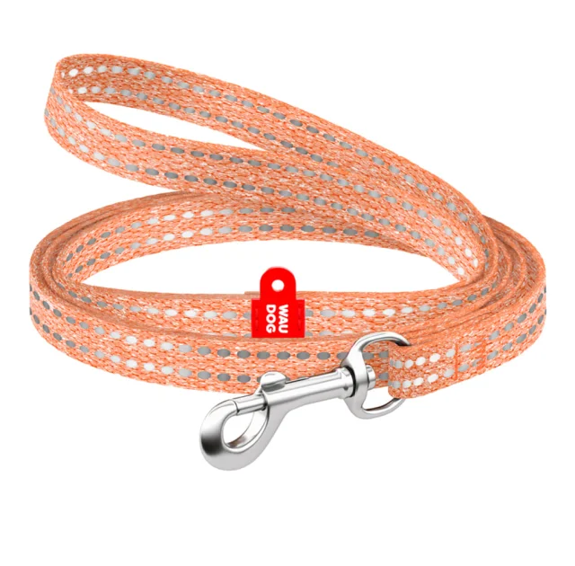Поводок Waudog Re-cotton для кошек и мелких собак из восстановленного хлопка, светоотражающий, XS, Ш 10 мм, Д 200 см, оранжевый