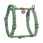 Шлея Waudog Re-cotton анатомічна Н-подібна з QR-паспортом для собак з ручкою, світловідбивна, фастекс, розмір M, Ш: 20 мм, А: 43-60 см, В: 50-80 см, зелена