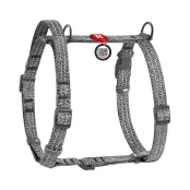 Шлея Waudog Re-cotton анатомічна Н-подібна з ручкою, QR-паспорт для собак, світловідбивна, пластиковий фастекс, L, Ш: 25 мм, А: 60-85 см, В: 60-100 см, сірий