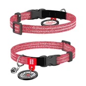 Ошейник Waudog Re-cotton с QR паспортом для кошек, светоотражающий, пластиковый фастекс, XS, Ш: 10 мм, Д: 20-30 см, красный