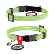Ошейник Waudog Re-cotton с QR паспортом для кошек, светоотражающий, пластиковый фастекс, XS, Ш: 10 мм, Д: 20-30 см, салатовый