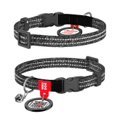 Ошейник Waudog Re-cotton с QR паспортом для кошек, светоотражающий, пластиковый фастекс, XS, Ш: 10 мм, Д: 20-30 см, серый