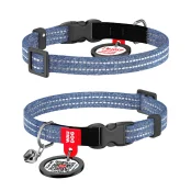 Ошейник Waudog Re-cotton с QR паспортом для кошек, светоотражающий, пластиковый фастекс, XS, 10 мм, длина 20-30 см, синий