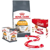 Набор сухого корма Royal Canin Hair&Skin Care 2 кг + влажный корм 12 шт по 85 г + игровой трек в подарок