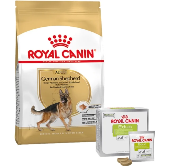 Набір сухий корм Royal Canin Adult German Shepherd 11 кг + ласощі Educ 30 шт у подарунок