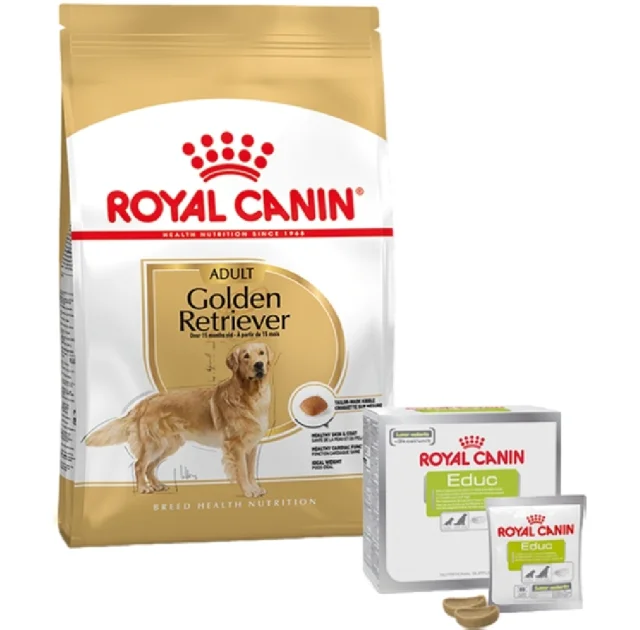 Набір сухий корм Royal Canin Adult Golden Retriever 12 кг + ласощі Educ 30 шт у подарунок