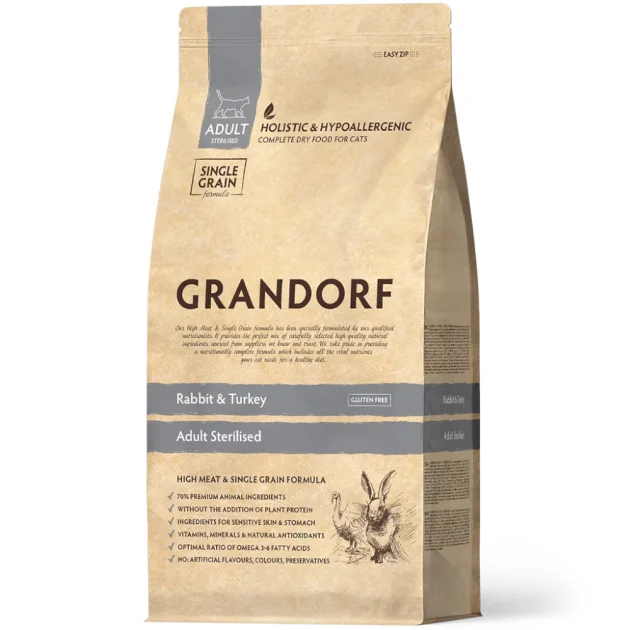 Сухой корм Grandorf Rabbit & Turkey Sterilized для стерилизованных кошек, кролик с индейкой, 400 г