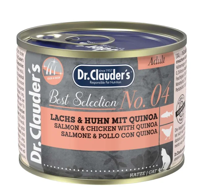 Вологий корм Dr.Clauder’s Best Selection №4 для дорослих котів, з куркою, лососем та кіноа, 200 г