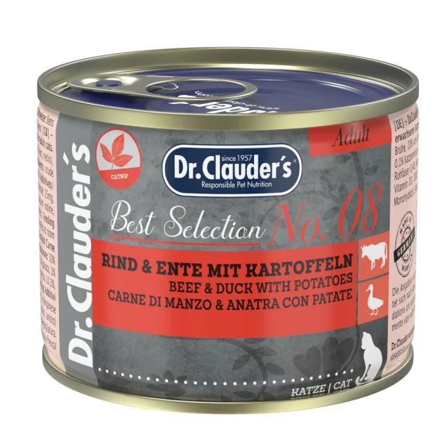 Вологий корм Dr.Clauder’s Best Selection №8 для дорослих котів, яловичина та качка з картоплею, 200 г