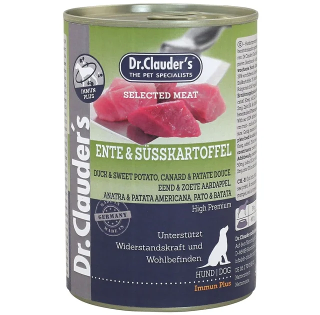 Вологий корм Dr.Clauder’s Selected Meat Duck & Sweet Potato для собак, з качкою та солодкой картоплей, 400 г