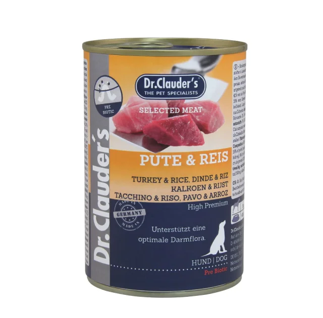 Вологий корм Dr.Clauder’s Selected Meat Turkey & Rice для собак, індичка та рис, 400 г