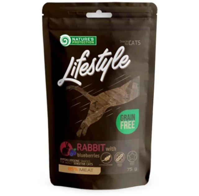 Лакомство Nature's Protection Lifestyle Rabbit with Blueberries для кошек, мясо кролика с черникой, 75 г