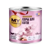 Влажный корм Мой чемпион для кошек, кусочки с курицей и печенью, 415 г
