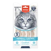 Функціональні рідкі ласощі Wanpy Creamy Lickable Treats Hairball Control для виведення шерсті у котів, 5×14 г
