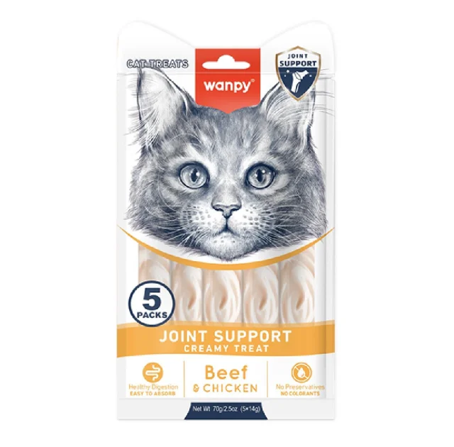 Функціональні рідкі ласощі Wanpy Creamy Lickable Treats Joint Support для підтримки суглобів у котів, 5×14 г