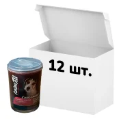 Упаковка консервів AnimAll для собак, консоме з качкою, куркою, курячим серцем та курячим жовтком, 375 г, 12 штук