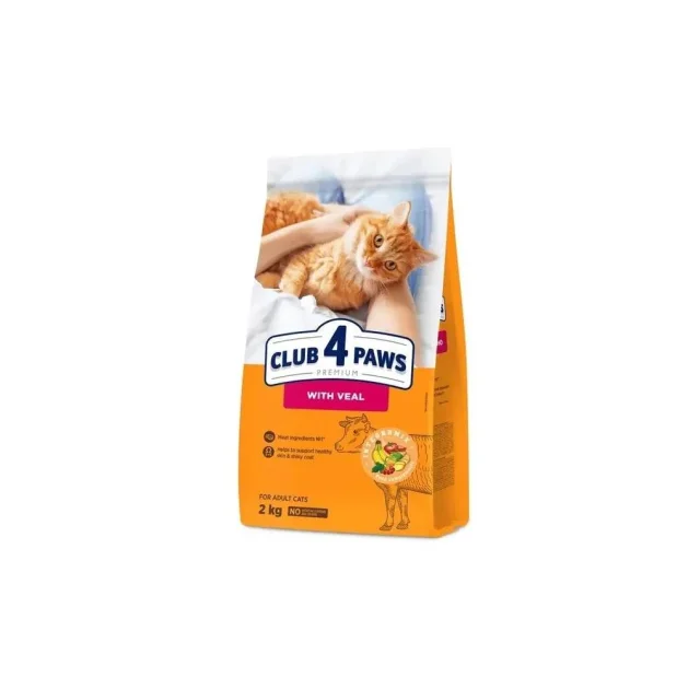 Сухой корм Клуб 4 Лапы Adult Cat Veal Premium для взрослых кошек, с телятиной, 2 кг