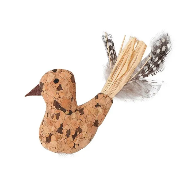 Іграшка Eastland Пташка з котячою м'ятою для котів, із натуральної пробки та плюшу, 7×6.5 см
