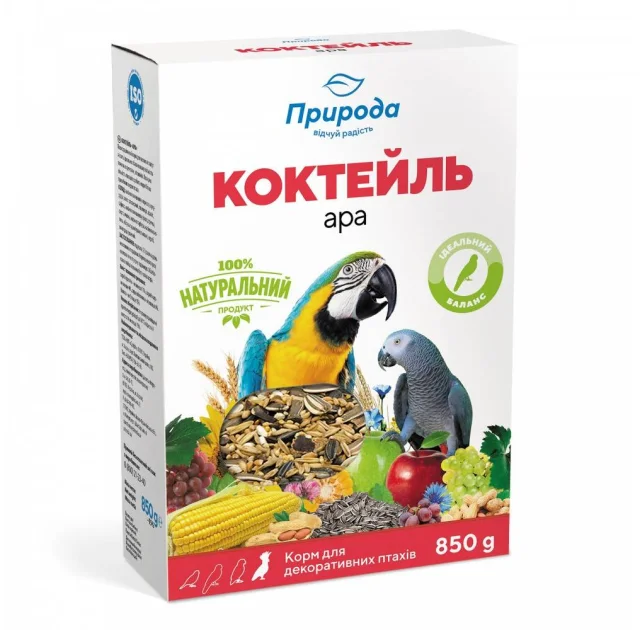 Корм Природа Коктейль Ара для крупных попугаев, 850 г