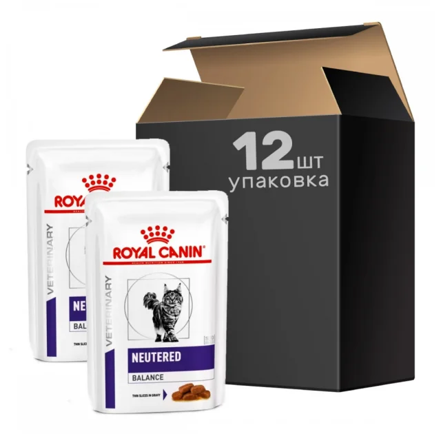Вологий корм Royal Canin Feline Neutered Balance для дорослих стерилізованих котів, схильних до набору зайвої ваги, 8 шт + 4 шт у подарунок, 1.02 кг