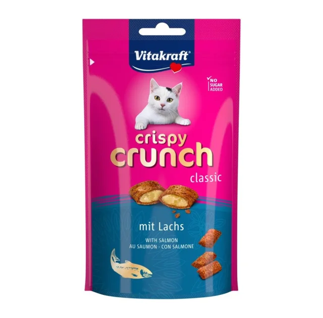 Подушечки Vitakraft Crispy Crunch для кошек, с лососем, 60 г