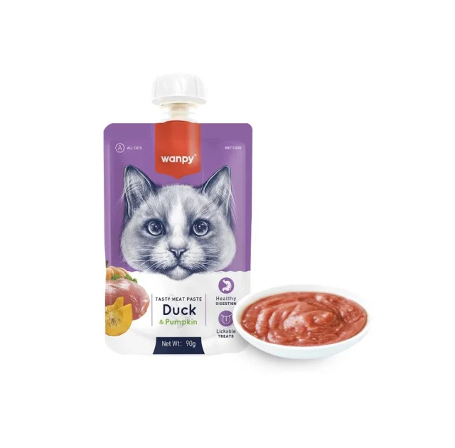 Крем-суп Wanpy Duck & Pumkin для кошек, утка с тыквой, 90 г