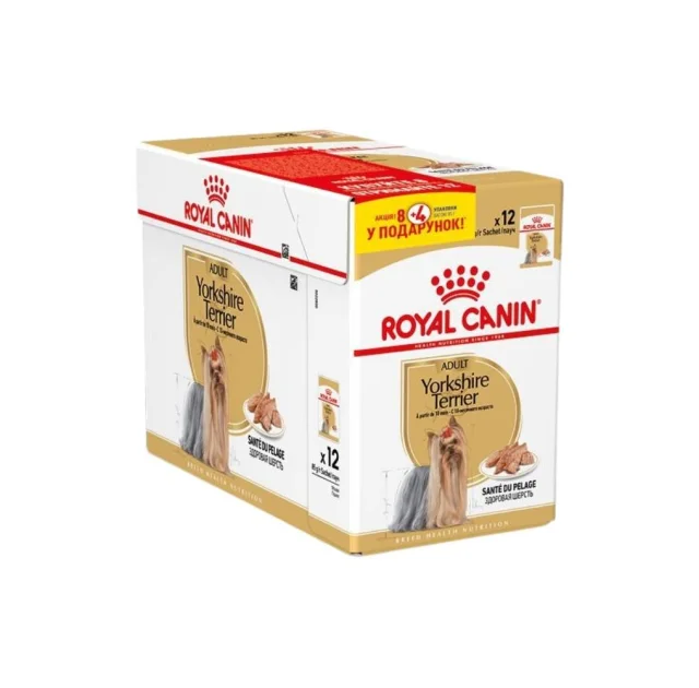 Вологий корм Royal Canin Yorkshire Adult,для собак породи йоркширський-тер'єр, 8+4 у подарунок, 1.02 кг